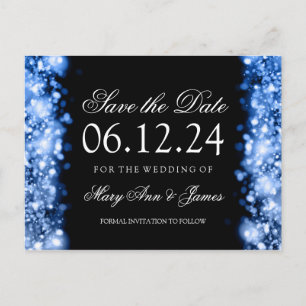 Elegant Save the Date funkelnd Lights Saphire Ankündigungspostkarte