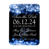 Elegant Save the Date funkelnd Lights Saphire Magnet (Vertikal)