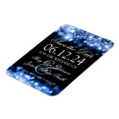 Elegant Save the Date funkelnd Lights Saphire Magnet (Linke Seite)