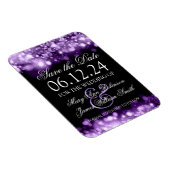 Elegant Save the Date funkelnde Lichter Lila Magnet (Rechte Seite)