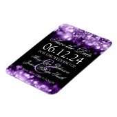 Elegant Save the Date funkelnde Lichter Lila Magnet (Linke Seite)