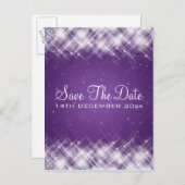 Elegant Save the Date Glamour Sparks Lila Ankündigungspostkarte (Vorne/Hinten)