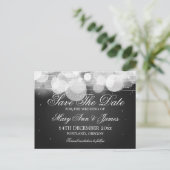 Elegant Save the Date Glow & Sparkle Black Ankündigungspostkarte (Stehend Vorderseite)
