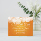 Elegant Save the Date Glow & Sparkle Orange Ankündigungspostkarte (Stehend Vorderseite)