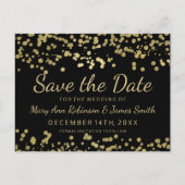 Elegant Save the Date Gold Foil Look Confetti Ankündigungspostkarte (Vorderseite)