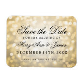 Elegant Save the Date Gold Glitzer Lights Magnet (Horizontal)