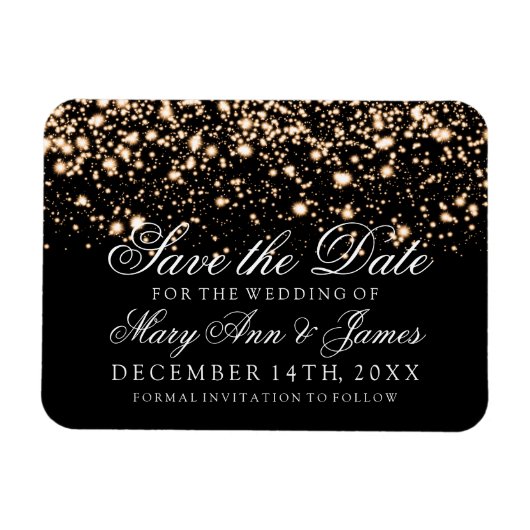 Elegant Save the Date Gold Midnight Glam Magnet (Horizontal)
