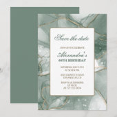 Elegant Save the Date Green 69. Geburtstag Einladung (Vorne/Hinten)