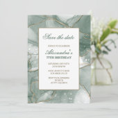 Elegant Save the Date Green 77. Geburtstag Einladung (Stehend Vorderseite)