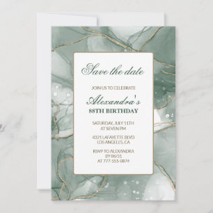 Elegant Save the Date Green 88. Geburtstag Einladung