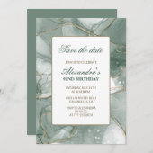 Elegant Save the Date Green 92. Geburtstag Einladung (Vorne/Hinten)