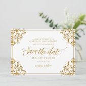Elegant Save the Date Hochzeit Vintag Gold Einladung (Stehend Vorderseite)