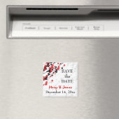 Elegant Save the Date japanische Blume Red Magnet (In Situ (Geschirrspüler))
