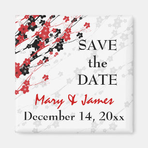 Elegant Save the Date japanische Blume Red Magnet