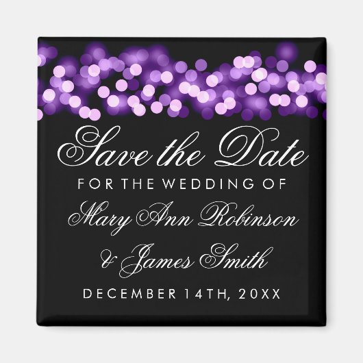 Elegant Save the Date Lila Hollywood Glam Magnet (Vorne)