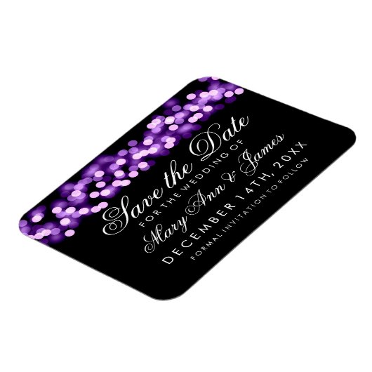 Elegant Save the Date Lila Hollywood Glam Magnet (Linke Seite)