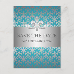Elegant Save the Date Lilie Blue Ankündigungspostkarte