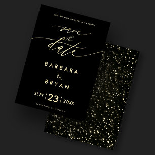 Elegant Save the Date Luxury Black Gold Einladung