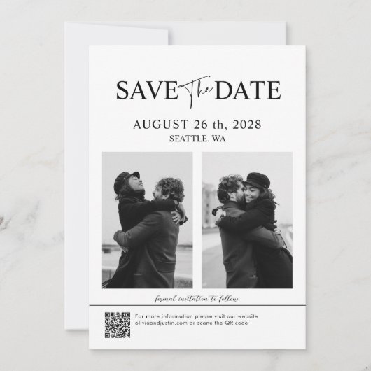 Elegant Save the Date Minimalistisch Einladung (Vorderseite)