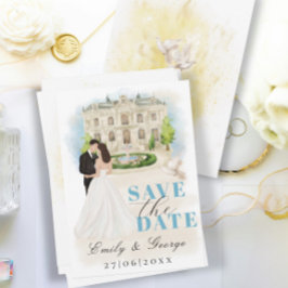Elegant Save the Date mit Braut und Bräutigam Einladung