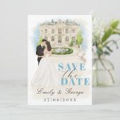 Elegant Save the Date mit Braut und Bräutigam Einladung (Stehend Vorderseite)