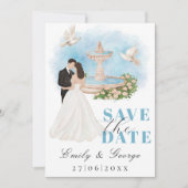 Elegant Save the Date mit Bride & Groom Einladung (Vorderseite)