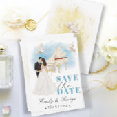 Elegant Save the Date mit Bride & Groom Piano Einladung