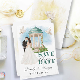 Elegant Save the Date mit Bride und Groom Gazebo