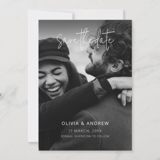 Elegant Save the Date mit Foto Minimalistisch, Boh (Vorderseite)