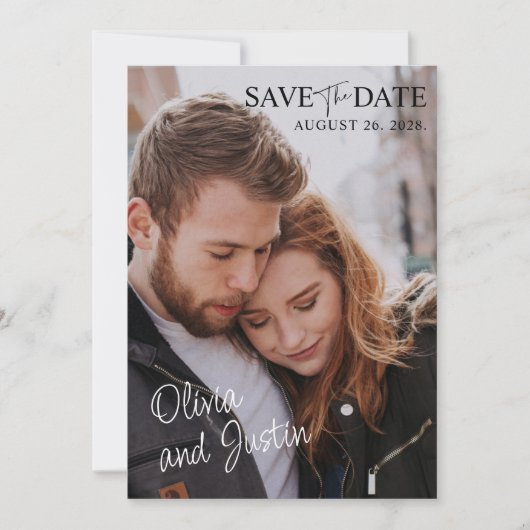 Elegant Save the Date mit QR Cod Einladung (Vorderseite)