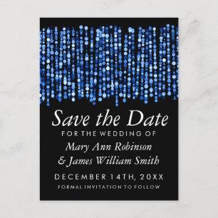Elegant Save the Date Moderne blaue Lichter Ankündigungspostkarte