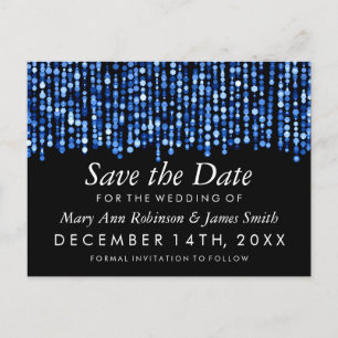 Elegant Save the Date Moderne blaue Lichter Ankündigungspostkarte