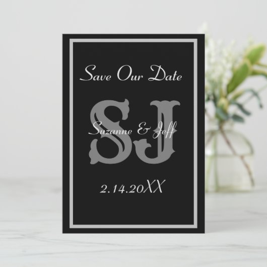 Elegant Save the Date Monogram Wedding Einladung (Stehend Vorderseite)