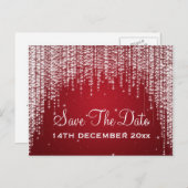Elegant Save the Date Nachtleben Rot Ankündigungspostkarte (Vorne/Hinten)