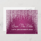 Elegant Save the Date Nachts Dazzle Berry Pink Ankündigungspostkarte (Vorne/Hinten)