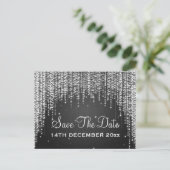 Elegant Save the Date Nachts Dazzle Black Ankündigungspostkarte (Stehend Vorderseite)