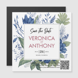 Elegant Save the Date QR Code Blumenhochzeit Magneteinladung
