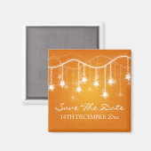 Elegant Save the Date schimmernd Sterne Orange Magnet (Vorderseite/Rückseite)