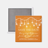 Elegant Save the Date schimmernd Sterne Orange Magnet (Vorderseite/Rückseite)