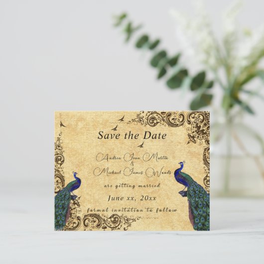 Elegant Save the Date Schöne Friedenstruppen (Stehend Vorderseite)