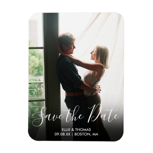 Elegant Save the Date Script Foto Wedding Magnet (Vertikal)