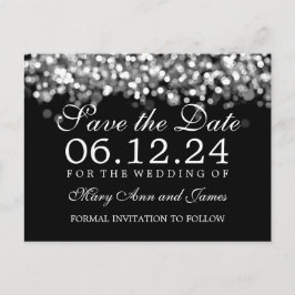 Elegant Save the Date Silberleuchten Ankündigungspostkarte