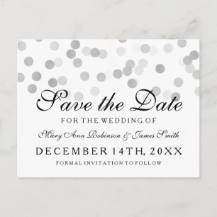 Elegant Save the Date Silver Foil Glitzer Lights Ankündigungspostkarte