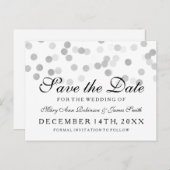Elegant Save the Date Silver Foil Glitzer Lights Ankündigungspostkarte (Vorne/Hinten)