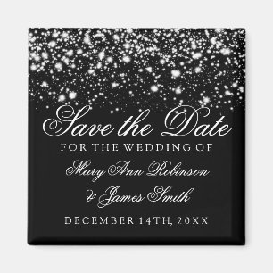 Elegant Save the Date Silver Midnight Glam Magnet