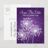 Elegant Save the Date Sommer Sparkle Lila Ankündigungspostkarte (Vorne/Hinten)