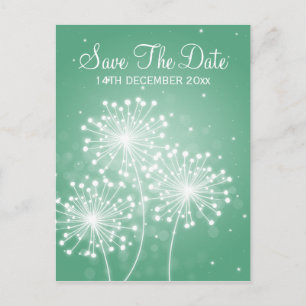 Elegant Save the Date Sommer Sparkle Mint Green Ankündigungspostkarte
