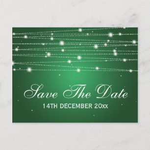 Elegant Save the Date Sparkling Lines Emerald Ankündigungspostkarte