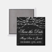 Elegant Save the Date Sparkling String Black Magnet (Vorderseite/Rückseite)