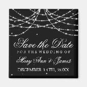 Elegant Save the Date Sparkling String Black Magnet (Vorne)